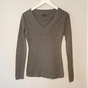 Express V Neck Sweater, Grey